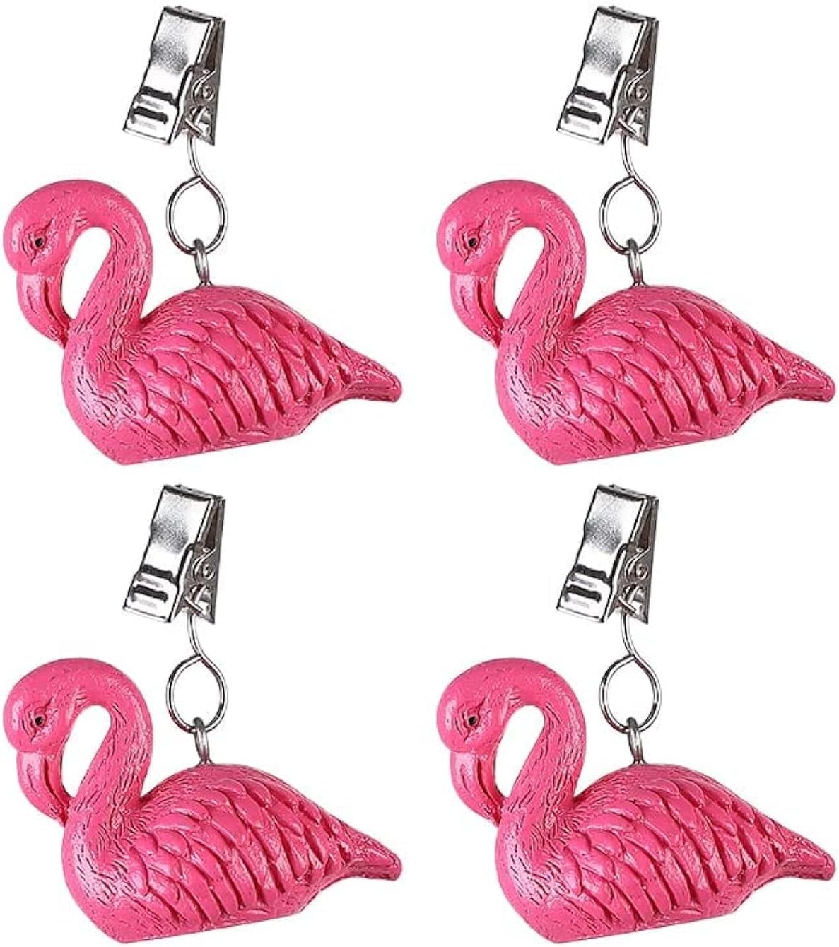 Twofish Home Set of 4 Flamingo Shaped Tablecloth Clamps Flamingo Tablecloth Weights Clips S/4 100% Handicraft Flamingo Tablecloth Weight Clips Pack of 4