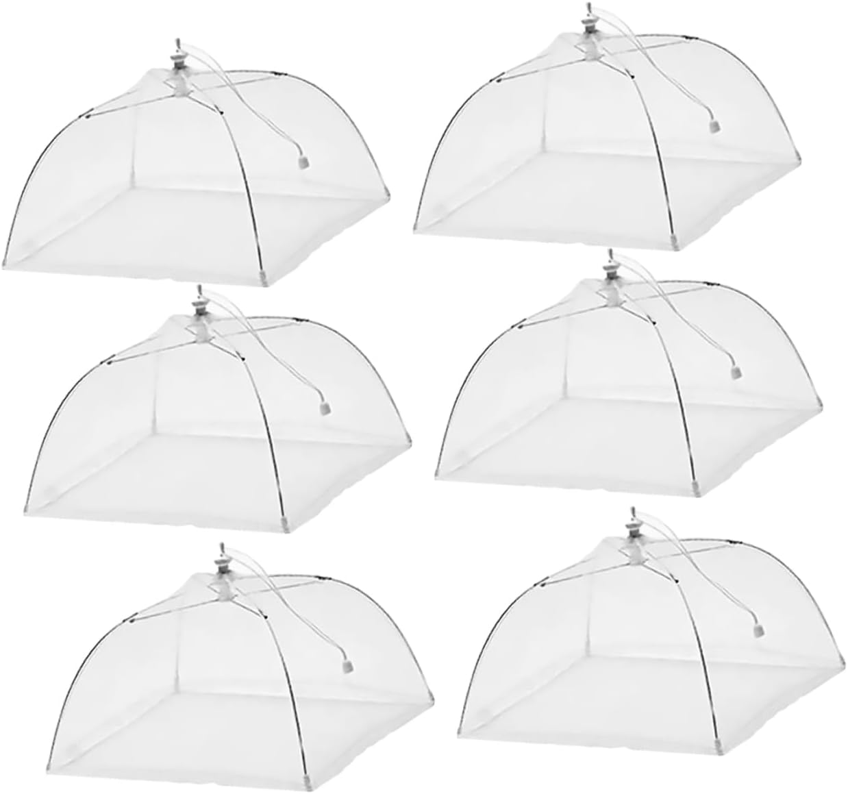 VICASKY 6Pcs Square Folding Food Covers Tent Umbrella Food Protectors for Outdoor Picnics Home Use Gauze