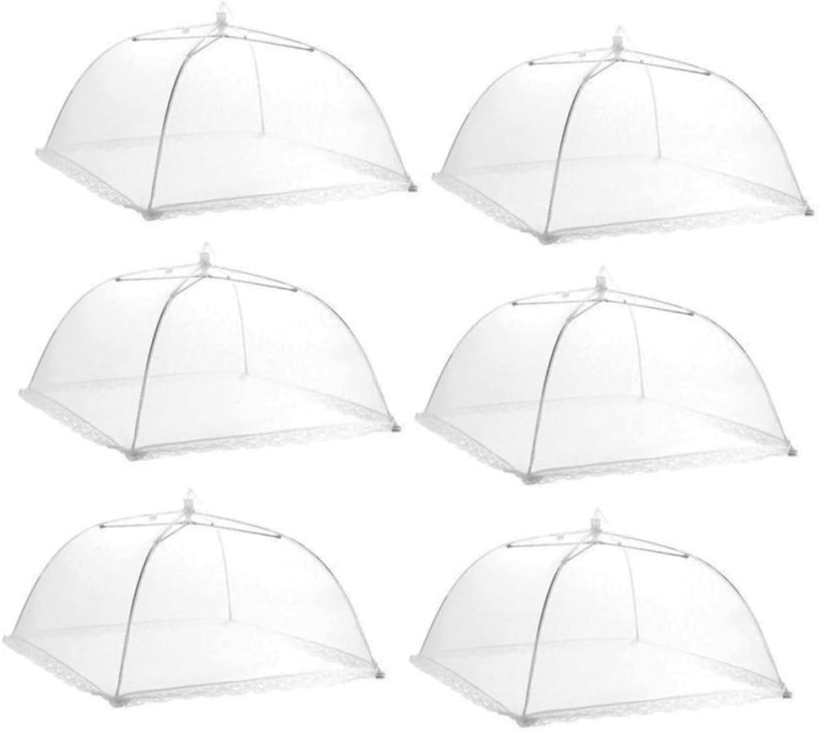 VOSAREA 6Pcs Large Pop Up Mesh Food Cover Tent Umbrella Reusable for Outdoor Picnics Camping and Home Kitchen Food Protection Nets