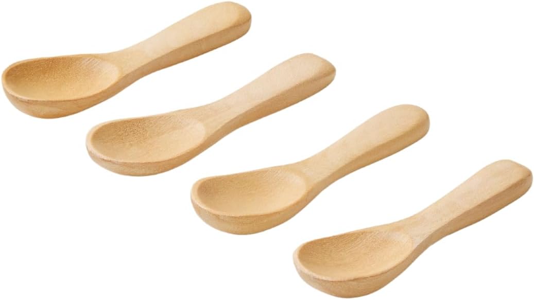 Set of 4 Handmade Tiny Wooden Spoons, Mini size 2.3", Condiment Spoons
