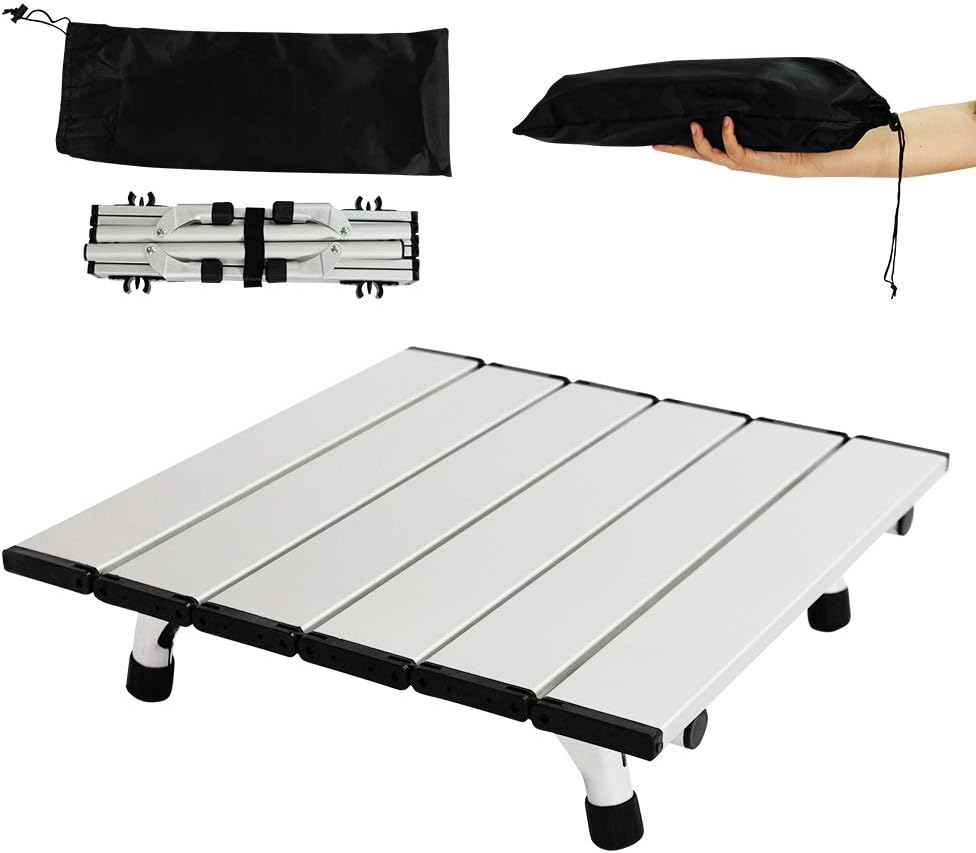 Small Camping Tables That Fold Up Lightweight Aluminium, Beach Tables for Sand Foldable, Camp Tables Portable Foldable, Portable Picnic Table for Outdoor, Camping, Picnic, Hiking, Backpacking