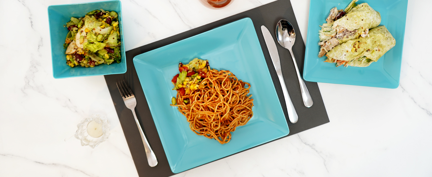 melamine dinnerware set teal