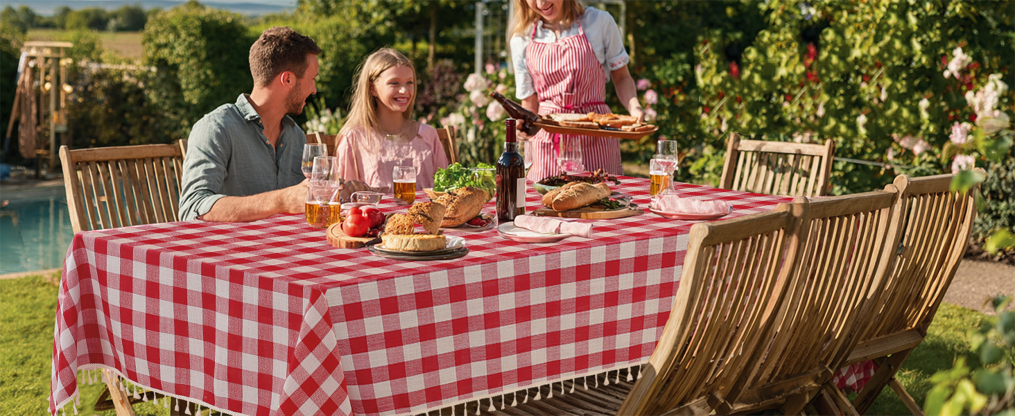 red gingham tablecloth