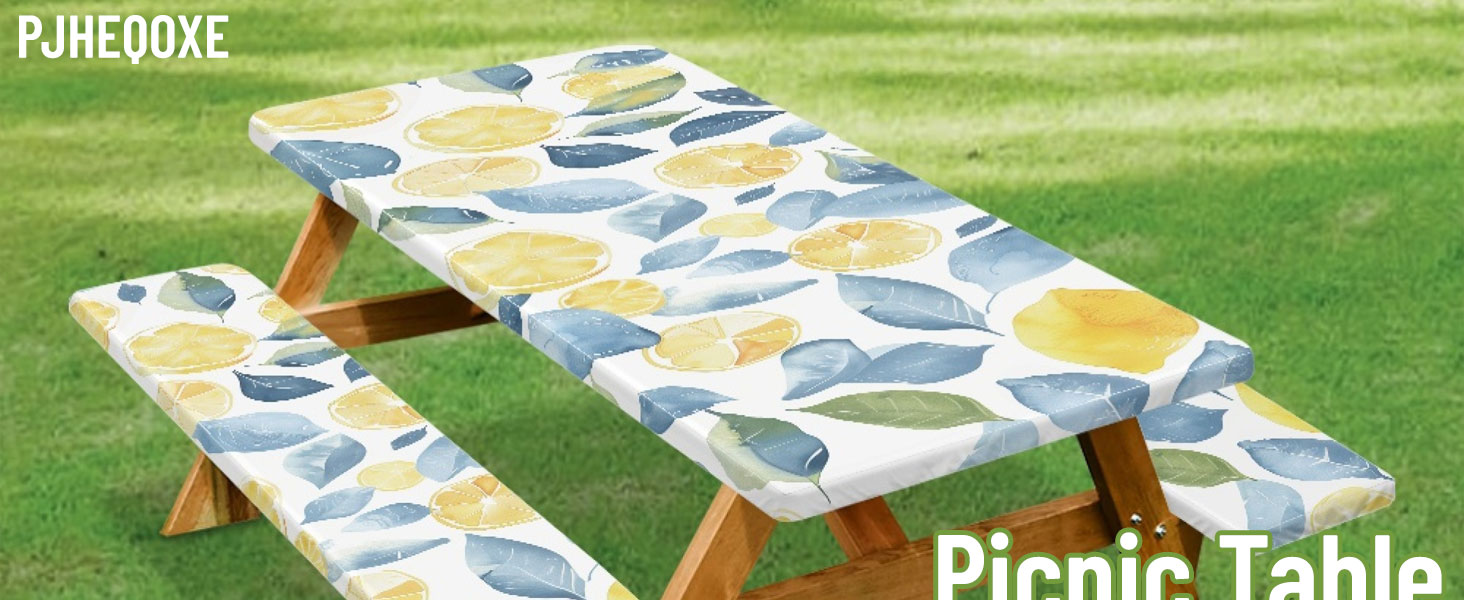 Picnic Table Cover With Bench Covers Waterproof Windproof With Elastic Edge And Drawstring Bag
