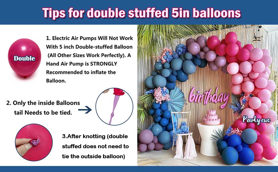 dusty blue purple magenta balloon garland tropiacl balloon arch gender reveal balloons