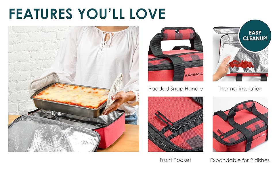Travel food bag, dish carrier, food travel bag, hot or cold casserole carrier, hot or cold food